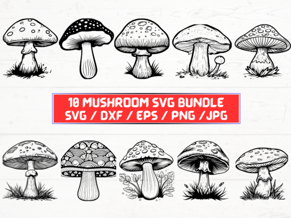Mushroom SVG DXF EPS JPG PNG Design Assets